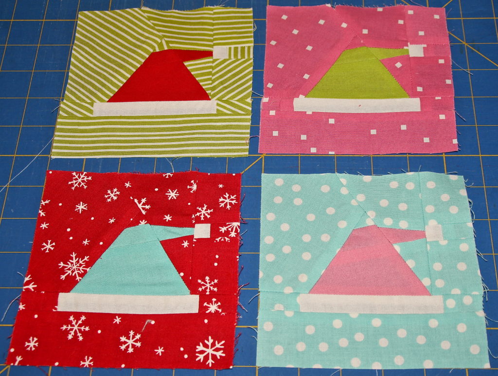 Paper pieced santa hat Christmas quilt block