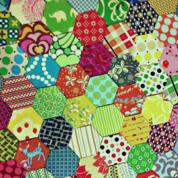 paper-pieced hexagon quilt